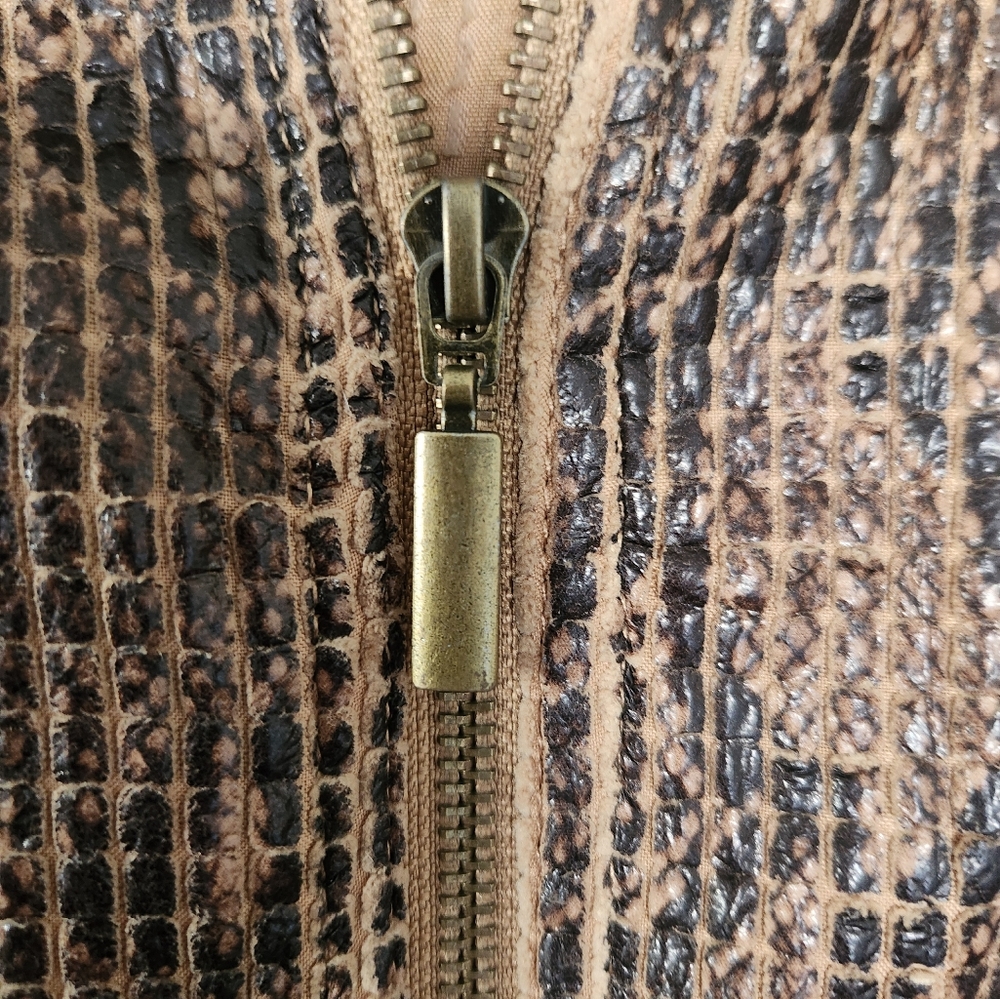 Ruby Red Faux Snakeskin Woman's Biker Jacket - Picture 6 of 9